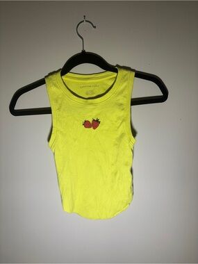 American Eagle Neon Yellow Ribbed Strawberry Tank Top XS